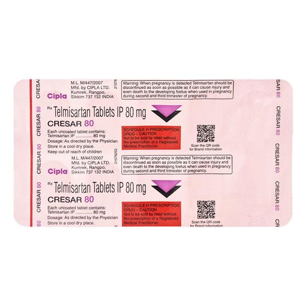 Cresar 80mg Tablet 10'S - Hypertension-Ang