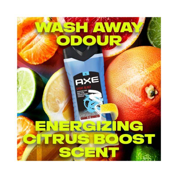 Axe Sports Blast 3 In 1 Body Face & Hair Wash for Men Long-Lasting Fragrance 400 ml - Shower Gels & Body Wash