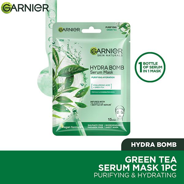 Garnier Skin Naturals, Green, Face Serum Sheet Mask (Green) 32 Gm - Masks & Peels