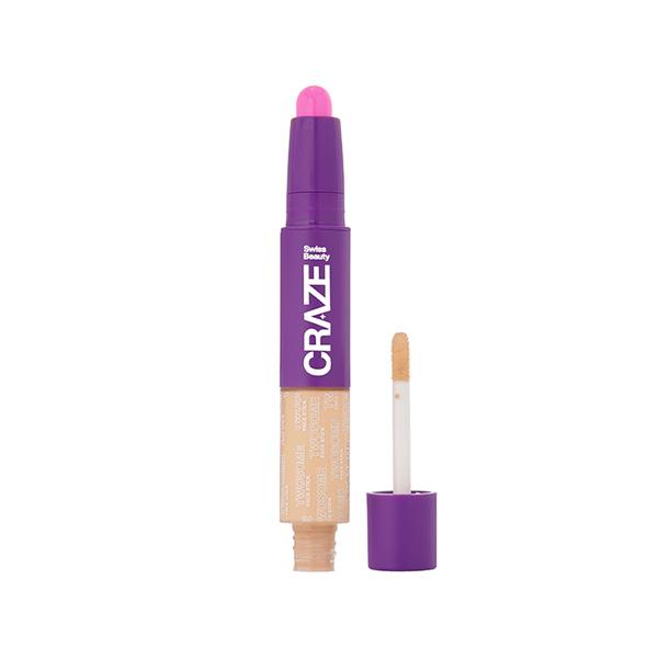 Netmeds | Swiss Beauty Craze Twosome Lightweight Face Stick, 2-In 1 Liquid Concealer and Creamy Blush 2 - Light , Rose 9.4 gm
