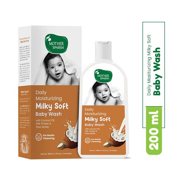 Netmeds | Mother Sparsh Milky Soft Baby Wash with Milk Protein, Coconut Oil and Shea Butter 200 ml