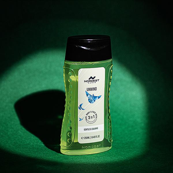 Nordest Paris Unwind Gentle and Calming Shower Gel - 3 In 1 Hair Body and Face Wash 250 ml - Shower Gels & Body Wash