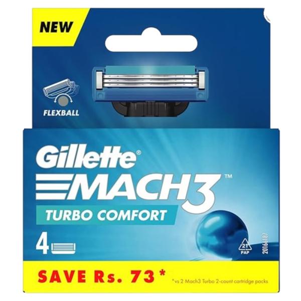 Netmeds | Gillette Mach 3 Turbo Comfort Cartridge 4's