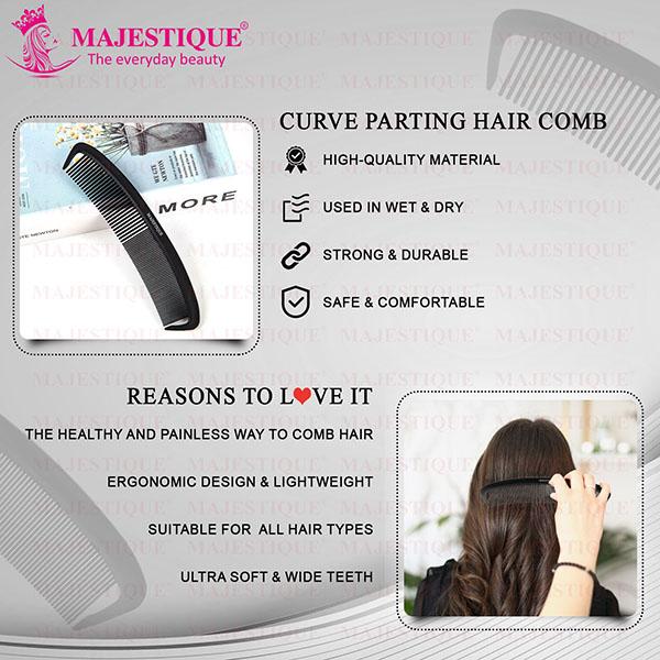 Majestique Hair comb with handle Curve Parting Hair Comb 1's - Hair Combs