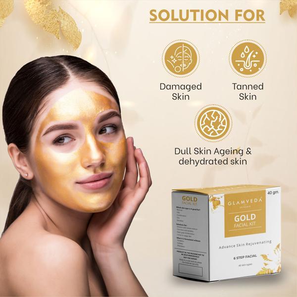 Glamveda Gold Rejuvenating Facial Kit 40 gm - Facial Kits