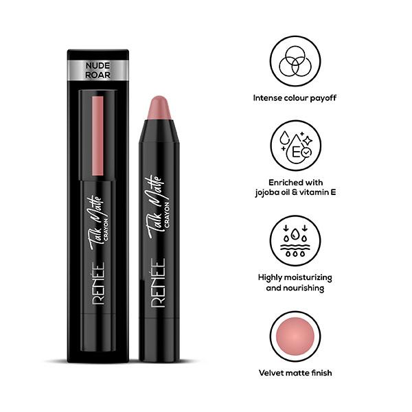 RENEE Talk Matte Crayon - Nude Roar 4.5 gm - Lipsticks