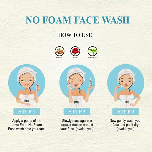 Love Earth No Foam Face Wash for Normal to Sensitive Skin Soap Free, Non-Irritating 100 ml - Face Wash & Cleansers