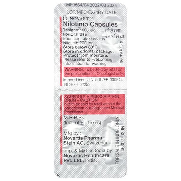 TASIGNA 200mg Capsule 4's - Cancer Oncology-Tar