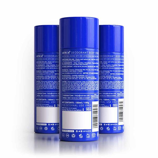 BLUE Deodorant Body Spray- Set of 3 450 ml - Deodorants/Roll-Ons