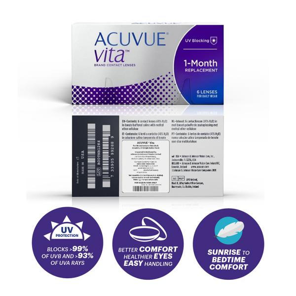 Netmeds | Acuvue Vita Monthly Disposable Contact Lenses - (-5.75 Power) Pack of 6's