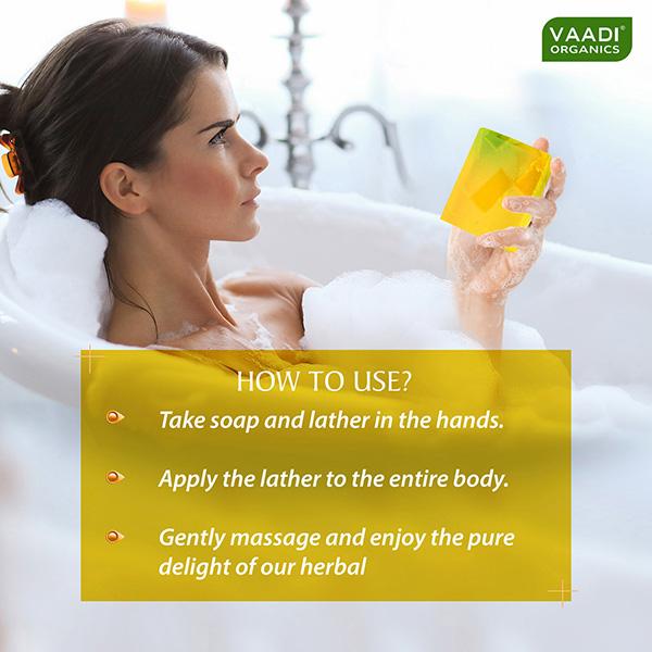 Vaadi Herbals Handmade Soap with Essential Oils - Refreshing Lemon & Basil 75gm - Soaps