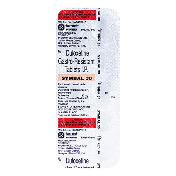 Symbal 30mg Tablet 10'S - Depression-Ant