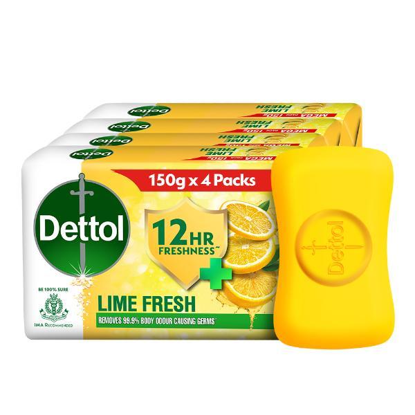 Netmeds | Dettol Soap - Lime Fresh (Pack of 4 x 150 g)
