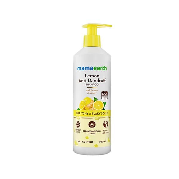 Netmeds | Mama earth Lemon Anti Dandruff Shampoo With Lemon &Ginger For Itchy & Flaky Scalp 400 ml