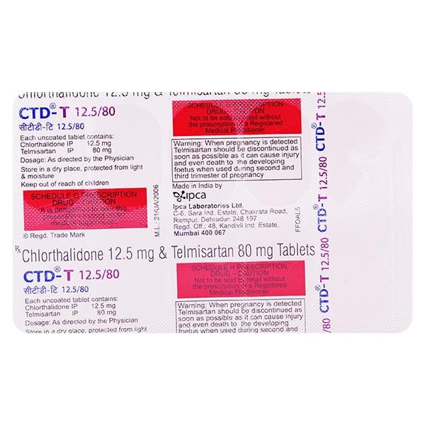 CTD T 12.5/80mg Tablet 10'S - Hypertension-Ang