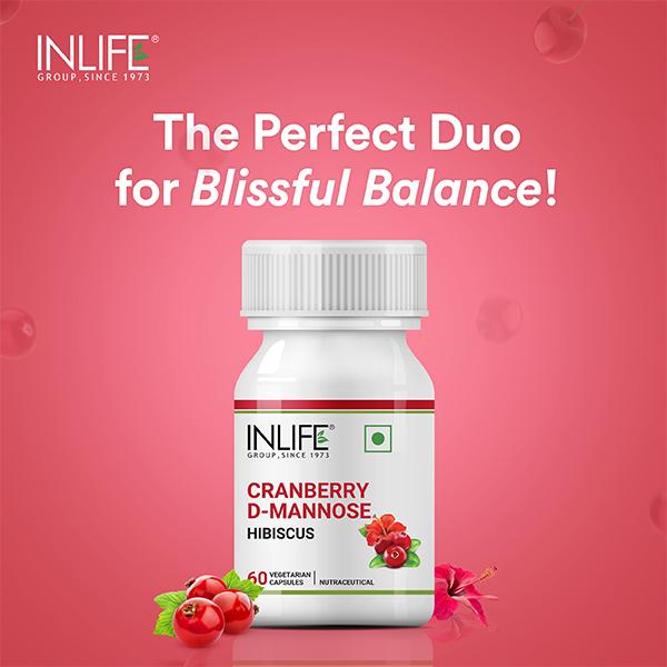 INLIFE Cranberry D-Mannose Hibiscus Veg Capsule 60's - Herbal Dietary Supplement