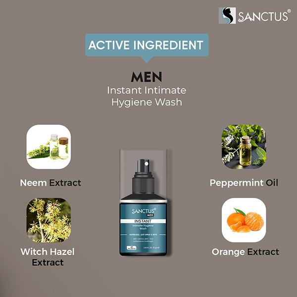 Sanctus Instant Intimate Hygiene Wash for Men 75 gm - Intimate Care