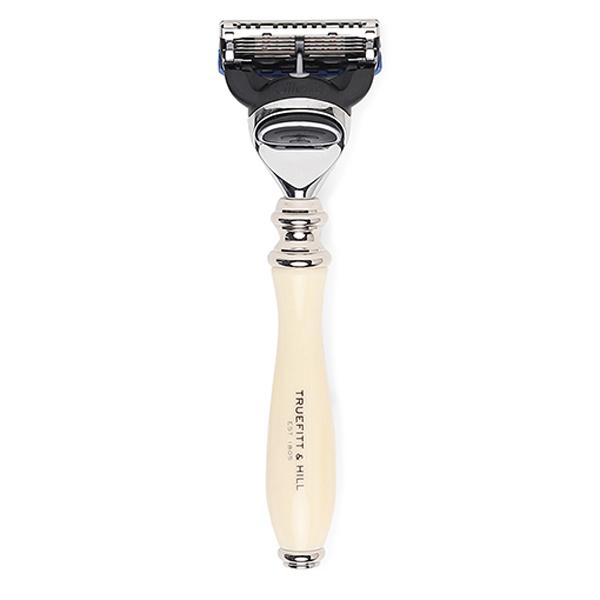 Truefitt and Hill Faux Ivory Fusion Handcrafted Shaving Razor Chrome Wellington Luxury Essential Grooming Collection for Men 1's - Razors & Cartridges