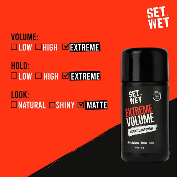 Set Wet Extreme Volume Hairstyling Powder Strong Hold and Matte Finish 10 gm - Hair Gels & Waxes