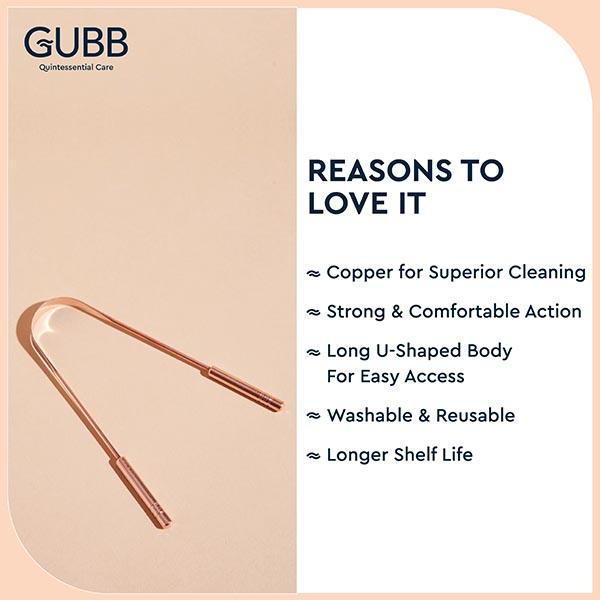 Gubb Copper Tongue Cleaner with Handle Made of Pure Copper Enriched with Anti-Bacterial Properties 1's - Floss & Tongue Cleaners