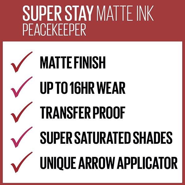 Maybelline Super Stay Matte Ink Brooklyn Blush - Peacekeeper, Liquid Lipstick, Matte Lipstick 5 gm - Lipsticks