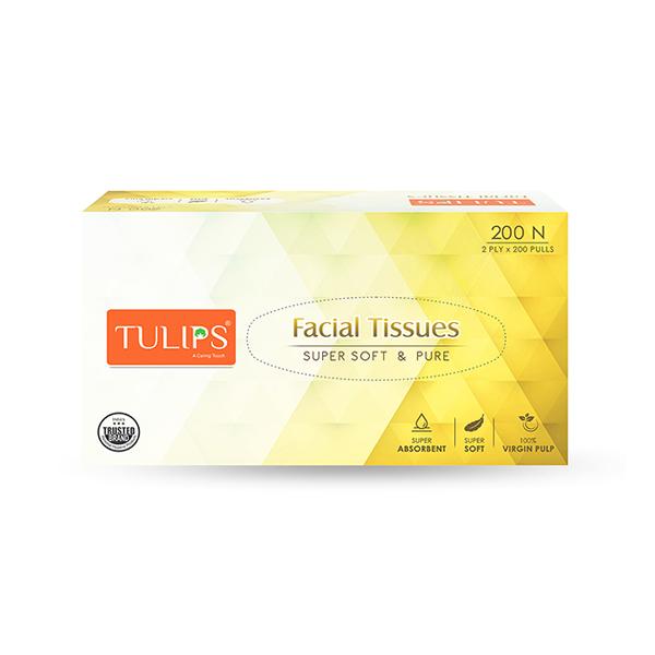 Tulips Facial Tissues 2ply x 200 Pulls 200's - Facial Wipes & Tissues