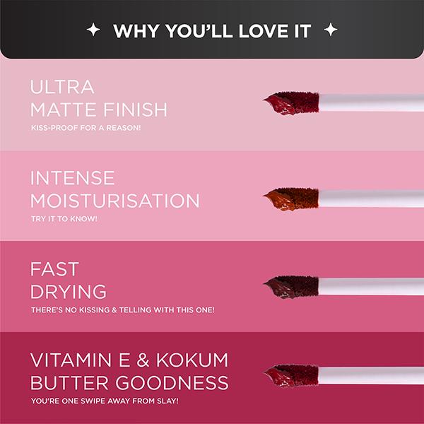 Bellavita Kiss-Proof Liquid Lipstick Wine Stain 4.5 ml - Liquid Lipsticks