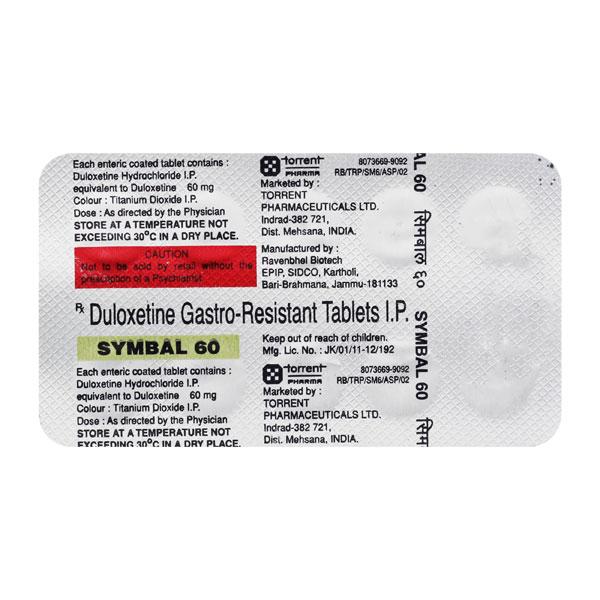 Symbal 60mg Tablet 10'S - Depression-Ant