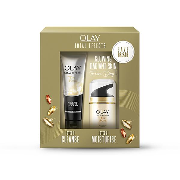 Netmeds | Olay Total Effects Day Anti-Aging Moisturiser (Spf 15) + Cleanser, 50G +100G 2's