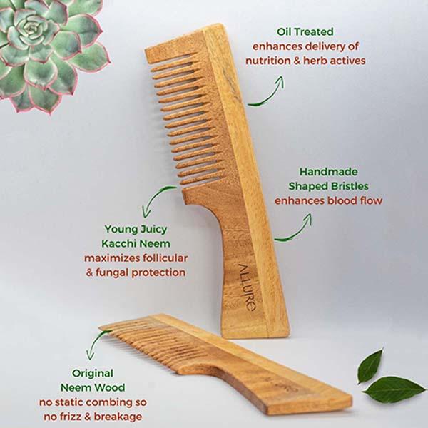 Allure Wooden Neem Comb (CD-02) 2's - Hair Combs
