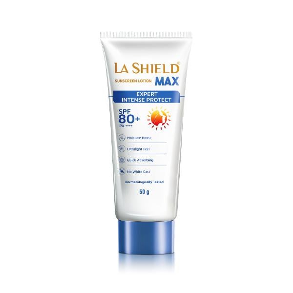 Netmeds | La Shield Max SPF 80+ PA++++ Intense sun protection Sunscreen Lotion 50 g