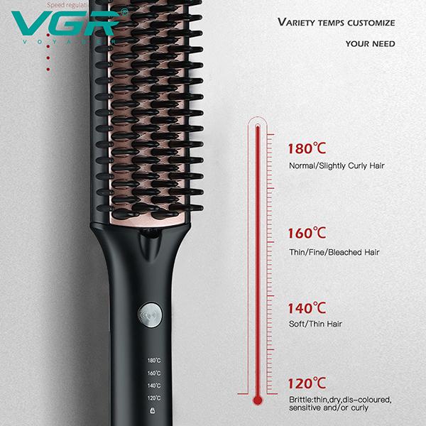 VGR V-590 Ionic Hair Straightener Brush with 4 Temperature Settings 1's - Straighteners