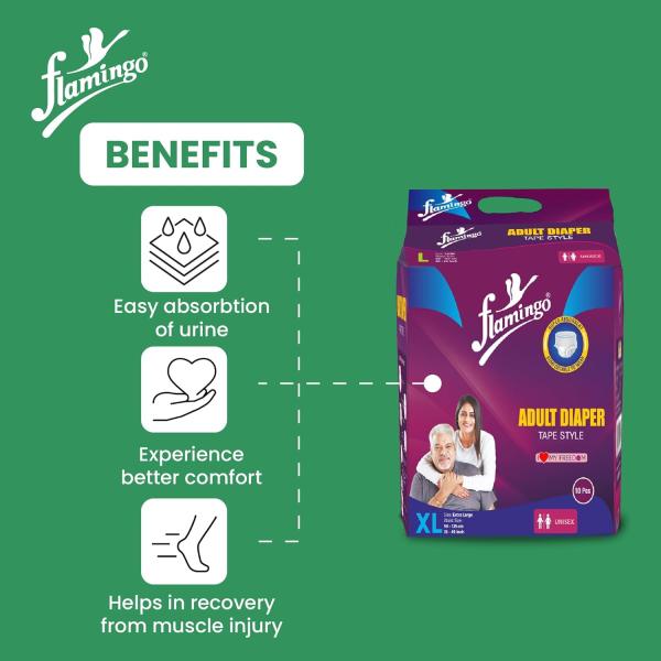 Flamingo Adult Diapers Tape Style (OC - 2493) (XL) 10's - Adult Diapers & Pads