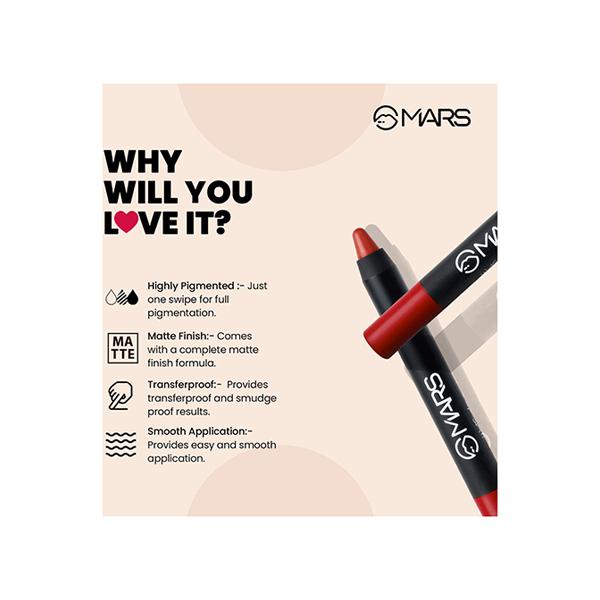 Mars Won'T Budge Won'T Smudge Lip Crayon - I Am Cute 3.5 gm - Lip Crayons