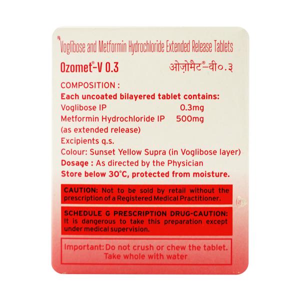 Ozomet V 0.3/500mg Tablet 10'S - Diabetes-Ant