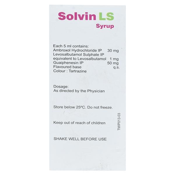 Solvin LS Syrup 100ml - Cough And Cold-Cou