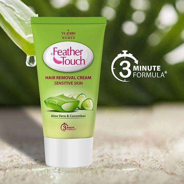 VI-John Feather Touch Hair Removal Cream Cucumber & Aloe Vera Tube for Sensitive Skin 40 gm - Shaving Creams