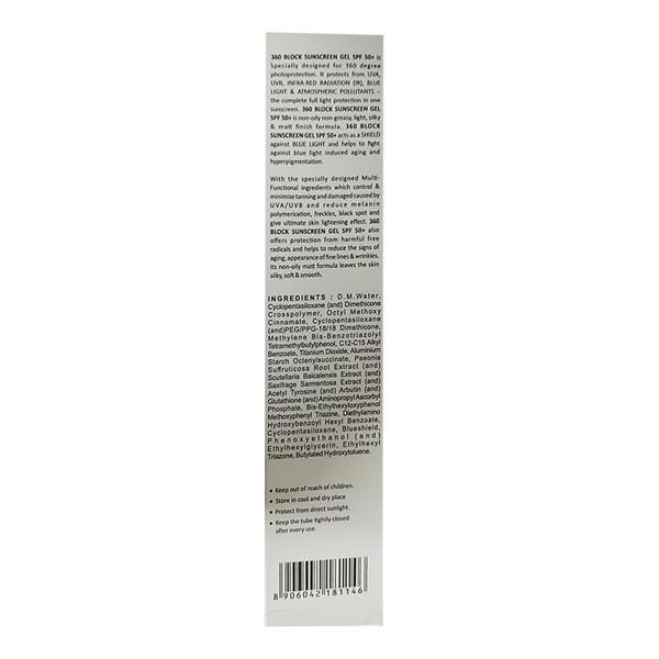 360 BLOCK SPF 50+ Sunscreen Gel 50gm - Sunscreen Preparations-Oth