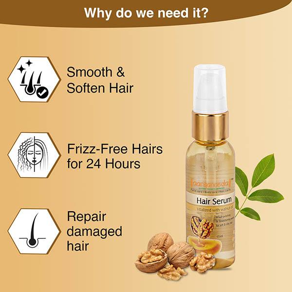 Aryanveda Hair Serum Vitalized With Walnut Oil - Serum For Hair Growth And Straightening, 45 Ml 45 ml - Hair Serums