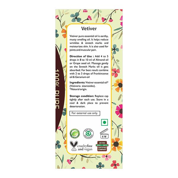 Passion Indulge Vetiver Essential oil for Anti-Scar, Anti-oxidant, skin tonic, prevents Premature ageing-10 ml - Essential Oils
