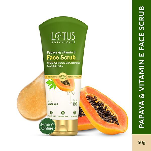 Netmeds | Lotus Botanicals Papaya & Vitamin E Face Scrub, For Instant Glow, For All Skin Types 100 gm
