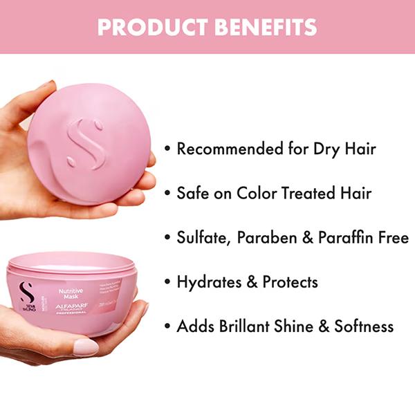 Alfaparf Milano Nutritive Mask For Dry, Damaged Hair, Frizzy Hair, Moisturising 200 ml - Hair Masks & Packs