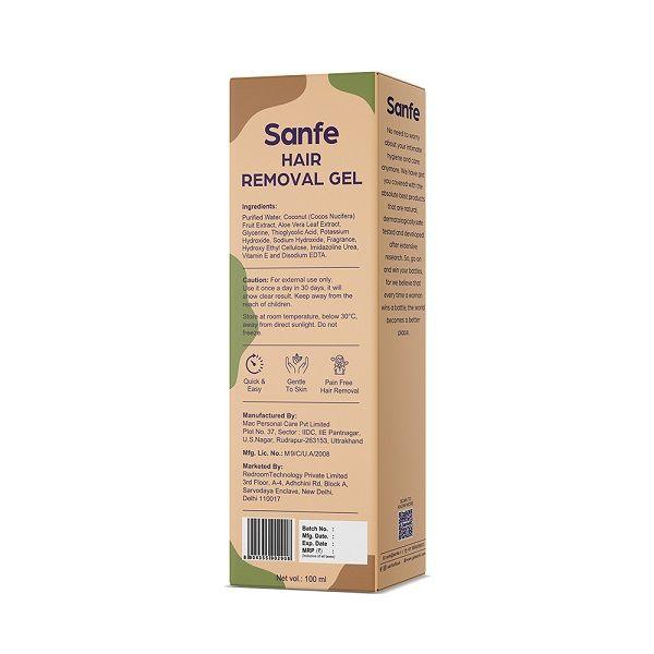 Sanfe Hair Removal Gel - Aloevera & Coconut 100 gm - Shaving & Hair Removal