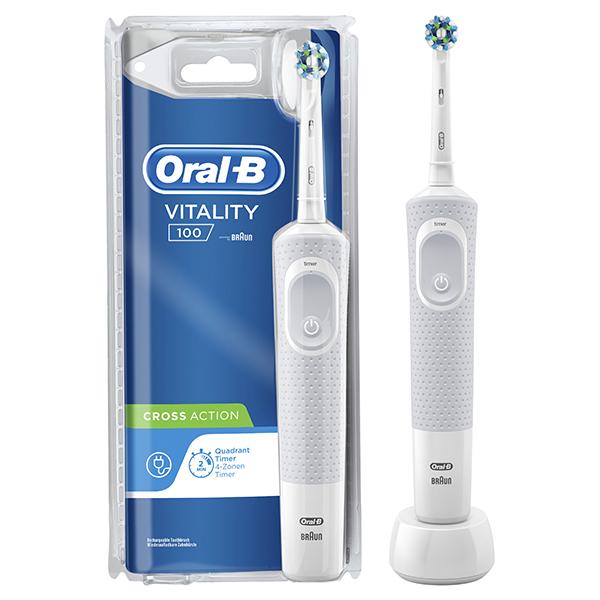 Netmeds | Oral B Vitality Cross Action Rechargeable Toothrbrush - White 1's