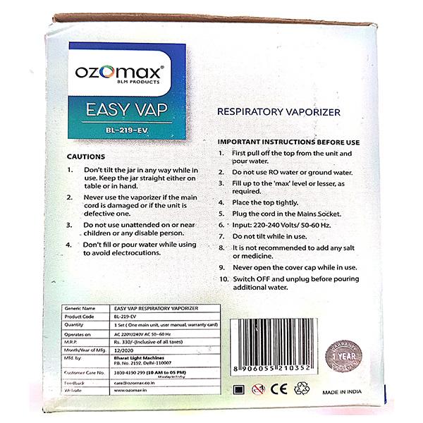 Ozomax Easy Vap Respiratory Vaporizer - Nebulizers / Vaporizer