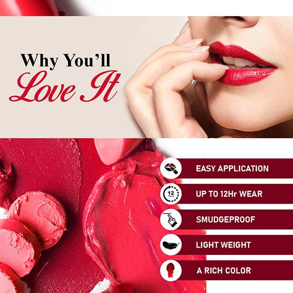 Matt Look Power Last Lip Stain Crayon Lipstick& Luxurious Creamy Matte, Xtreme Maroon 1.3 gm - Lip Crayons