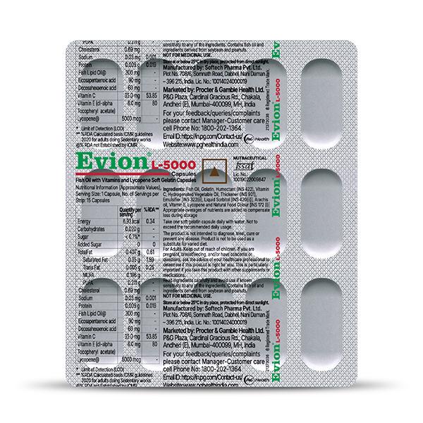 EVION L 5000 NUTRACEUTICAL Capsule 15's - Supplements-Vam
