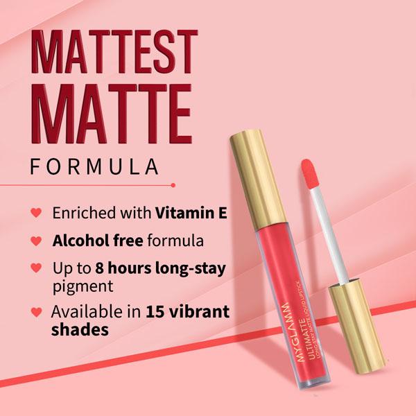 MyGlamm Ultimatte Long Stay Matte Liquid Lipstick-Coral Slayer 2.5 ml - Lipsticks