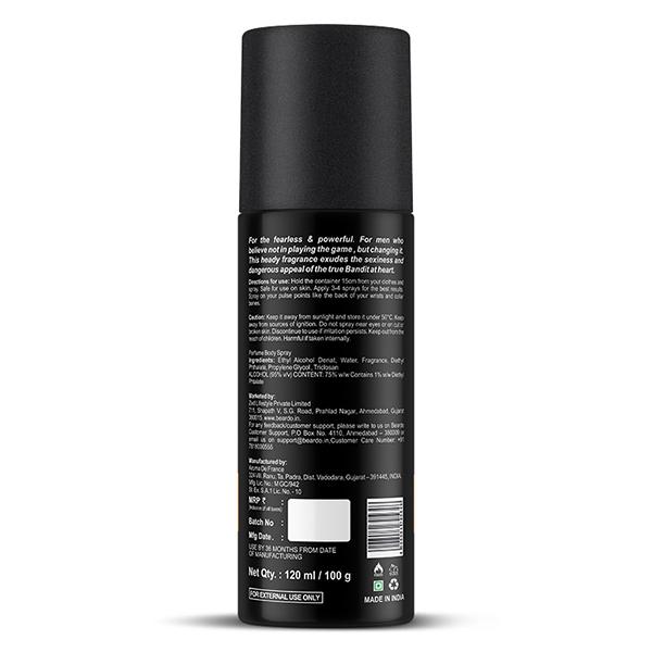 Beardo Perfume Body Spray - Bandit (Pack of 2 x 120 ml) - Men Perfumes (Edt/Edp)