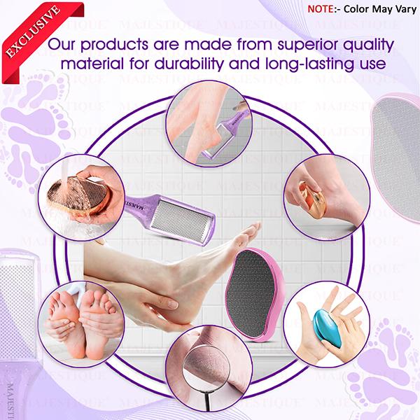Majestique Glass Foot Scrubber And Foot Scraper, Comfortable Foot Care Tools - Multicolors 2's - Manicure & Pedicure Kits